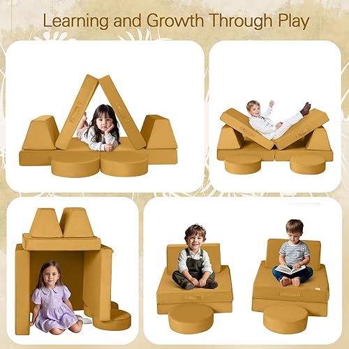 Miniatura 125 de MeMoreCool Sofá modular de 8 piezas para niños, sofá de espuma convertible rosa para sala de juegos Rosa (Dusty Rose),Verde bosque,2-marino,Azul