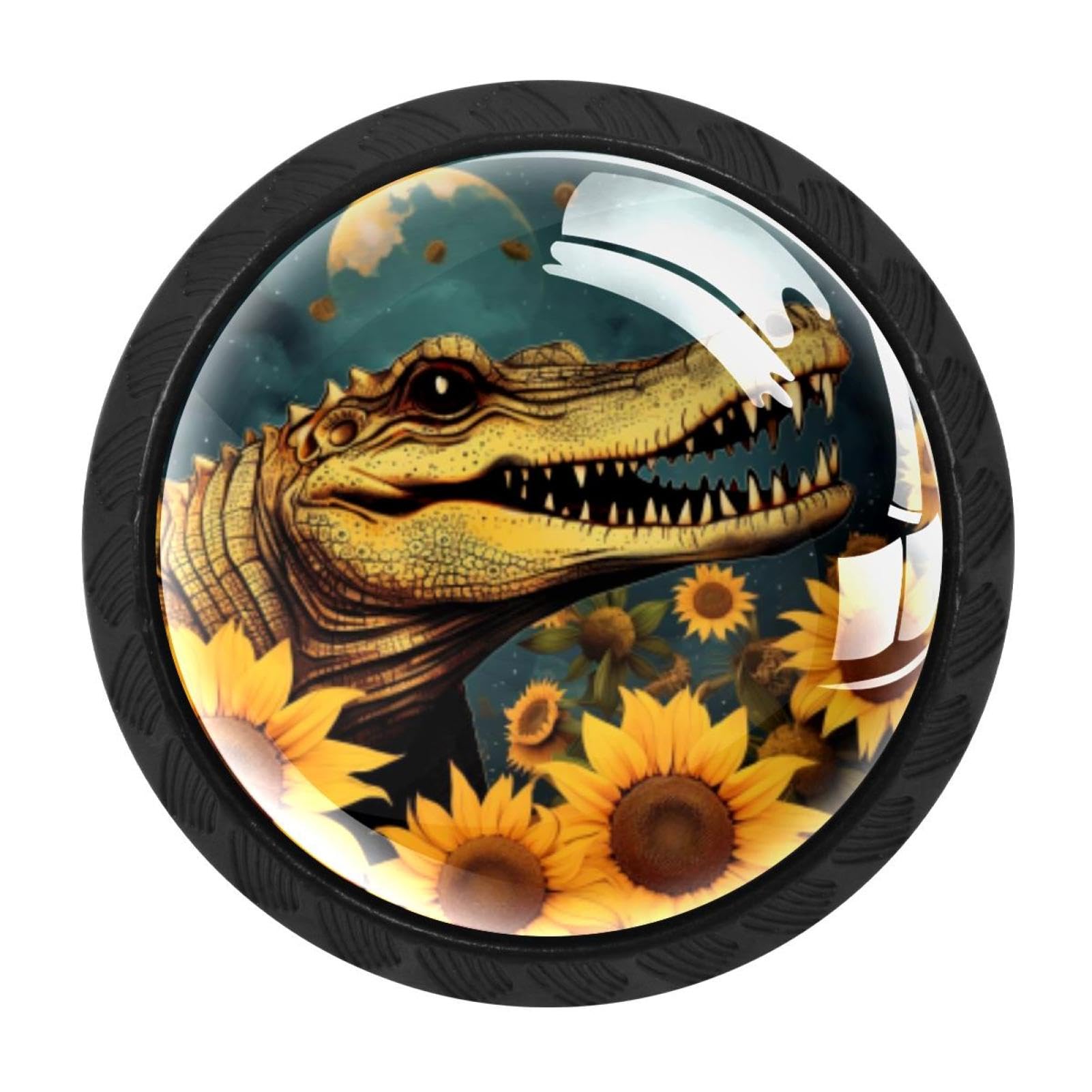 Chenzzzz Multicolored 04 4 Pack Cabinet Handles Black Crocodile Starry Sunflower Cabinet Knobs Draw