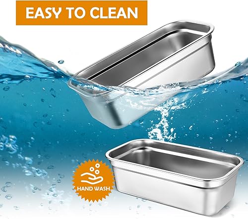 Miniatura 4 de Suttmin 8 recipientes de alimentos de acero inoxidable con tapas, sartenes de hotel de tamaño 13 para mesa de vapor, recipientes de metal para