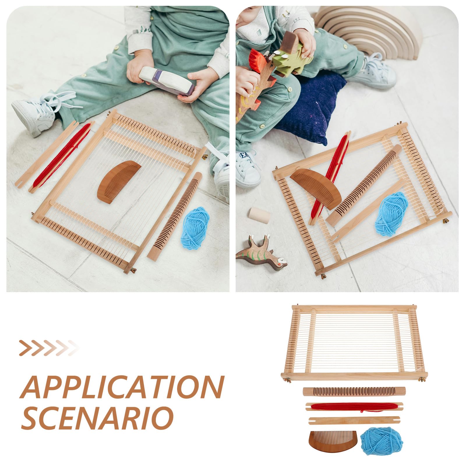 Zerodeko Telaio per Tessitura in Legno Semplice da Usare per DIY Handloom, per Back To School Party, Tessitura Arazzo e Artigianato Creativo per Ragazzo Ragazza e Giovani Colore Casuale