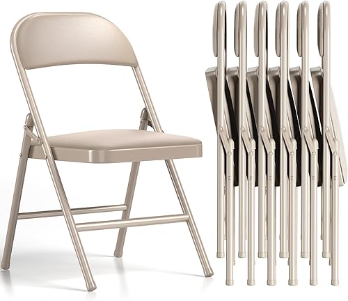 Miniatura 13 de Paquete de 4 Sillas Plegables con Cojín Acolchado - Silla de Metal con Marco de Acero Resistente Capacidad de 450 lb y Asiento Cómodo Silla Plegable
