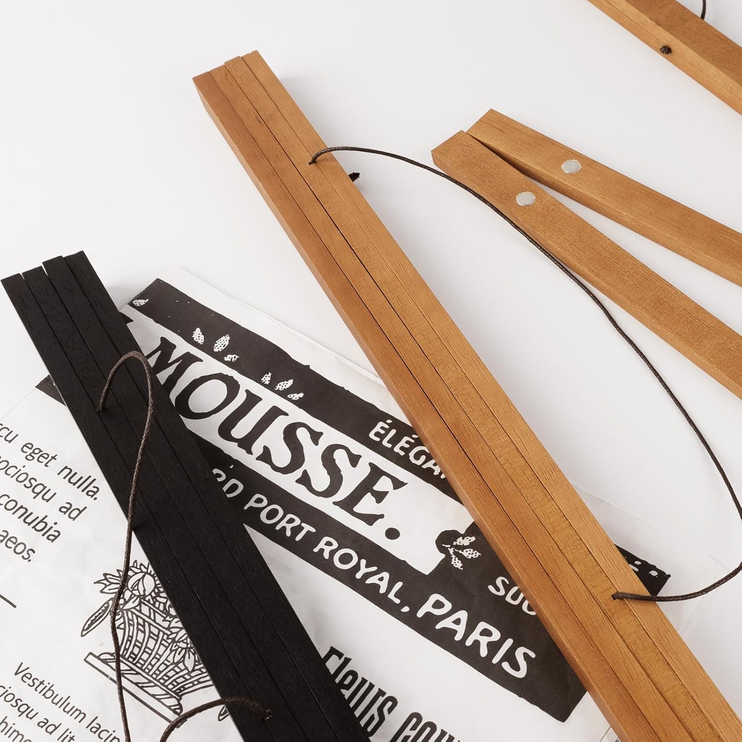 Set of 12, 12 Inch Magnetic Poster Frames Hanger, Wood Magnet Picture Frame for Photo Canvas Artwork Scroll Print Map, Wooden Hangers for 12x12, 12x16, 12x18, 12x24 Posters, Wall Mount (Black, 12")