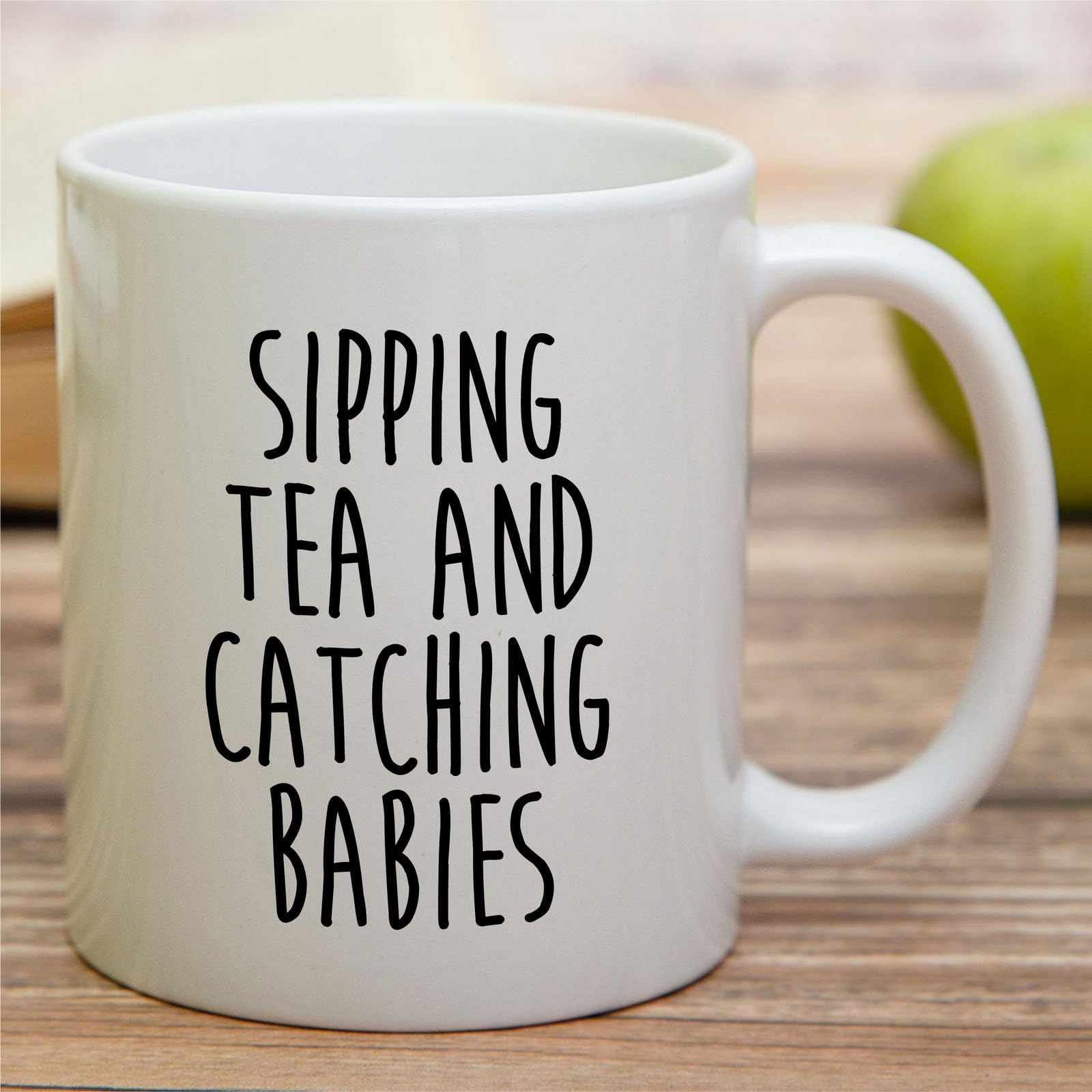 Retreez Funny Midwife Mug - Sipping Tea and Catching Babies Mug - 11 Oz Ceramic Coffee or Tea Cup - Appreciation, Thank-you, Birthday Gift for Midwife, Labor & Delivery Coach, OB Nurse, Coworkers