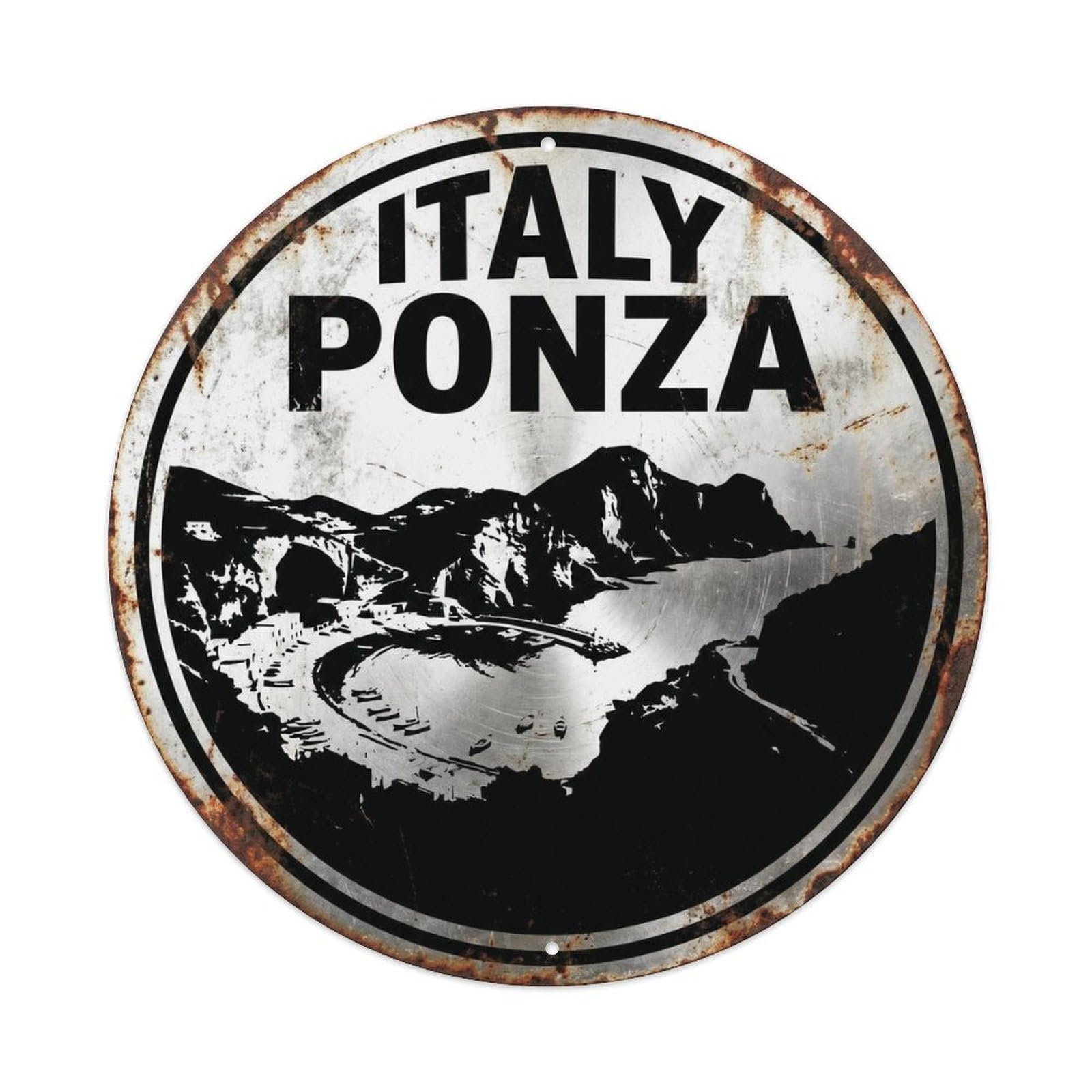 Ponza Grottos Italian High Contrast Classic Scenery Metal Tin Sign
