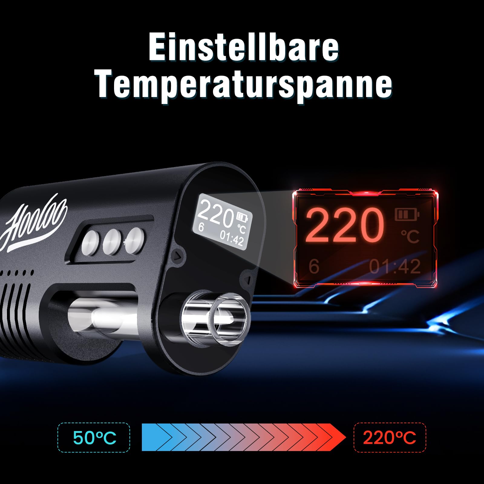 HOOLOO Kräuter Vaporizer – Premium Tragbarer Verdampfer Mit 30s Schneller Erwärmung, 2600 mAh Akku, OLED Display Und Temperaturregelung, Einfache Reinigung
