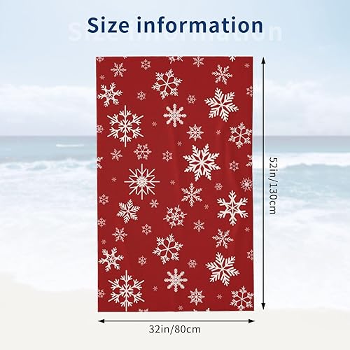 Miniatura 4 de DADABULIU Toalla de baño de Navidad con copos de nieve rojos, toallas de playa suaves y absorbentes, de secado rápido, toalla de calidad de hotel de
