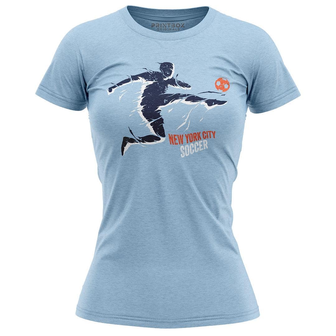 New York City Soccer Jersey for Women, NYC Football Apparel, Practice Jersey Shirt Light Blue