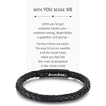 Valentines Day Birthday Gift for Men Braided Genuine Leather Bracelet for Men Dad Husband Boyfriend Son Brother Nephew Uncle Black Braided Leather Engraved with Love You Forever Jewelry 7.5|8.5|9 In