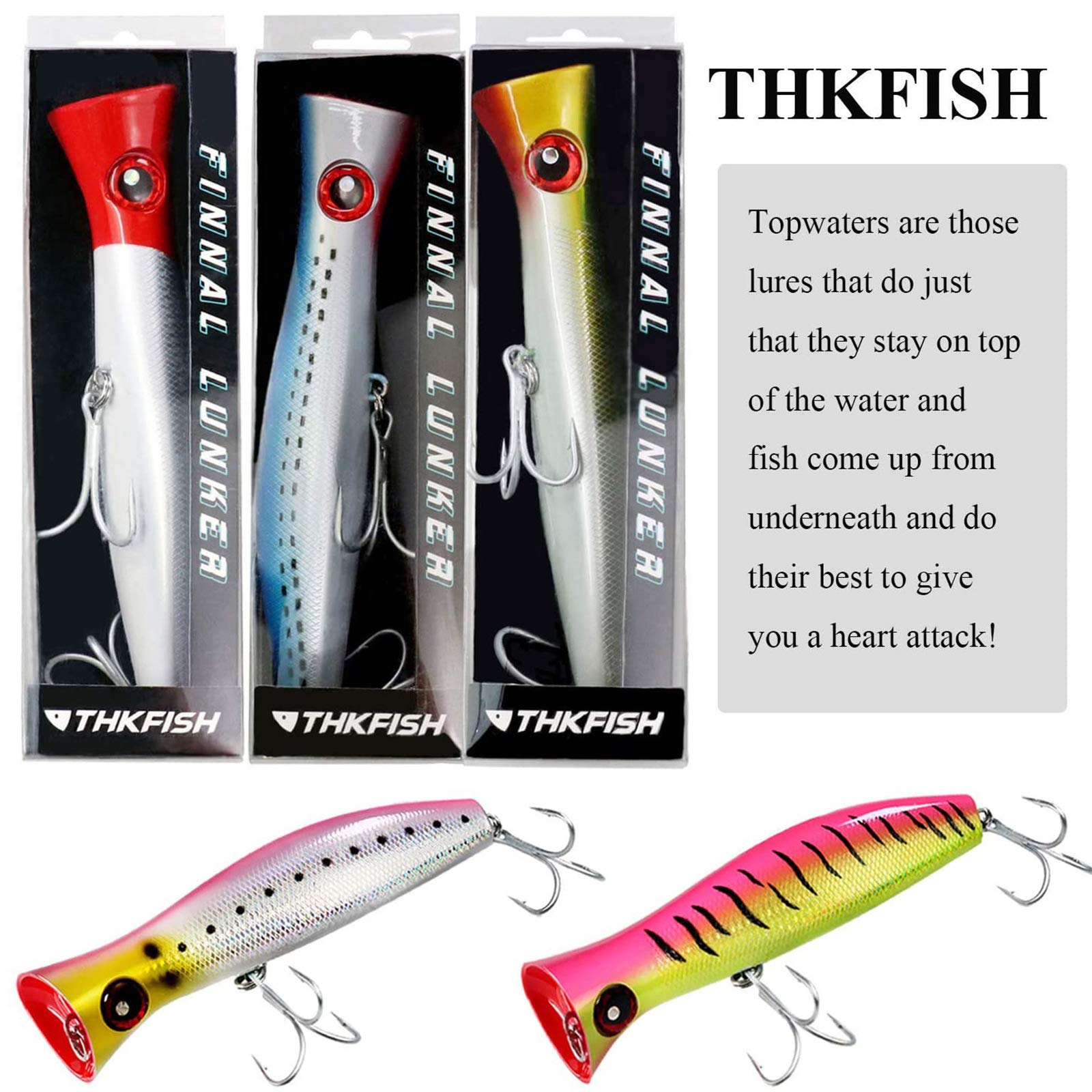 THFKSIH Topwater Esche da Pesca Ami da Pesca Esche Artificiali tonno Esche Popper