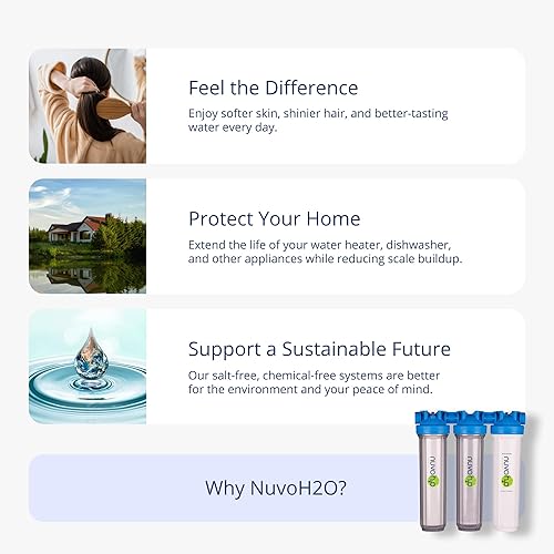 Miniatura 6 de NuvoH2O Cartucho de repuesto para sistema de trío para todo el hogar, avanzado filtro cítrico de 3 etapas, sistema de filtro de agua sin sal +
