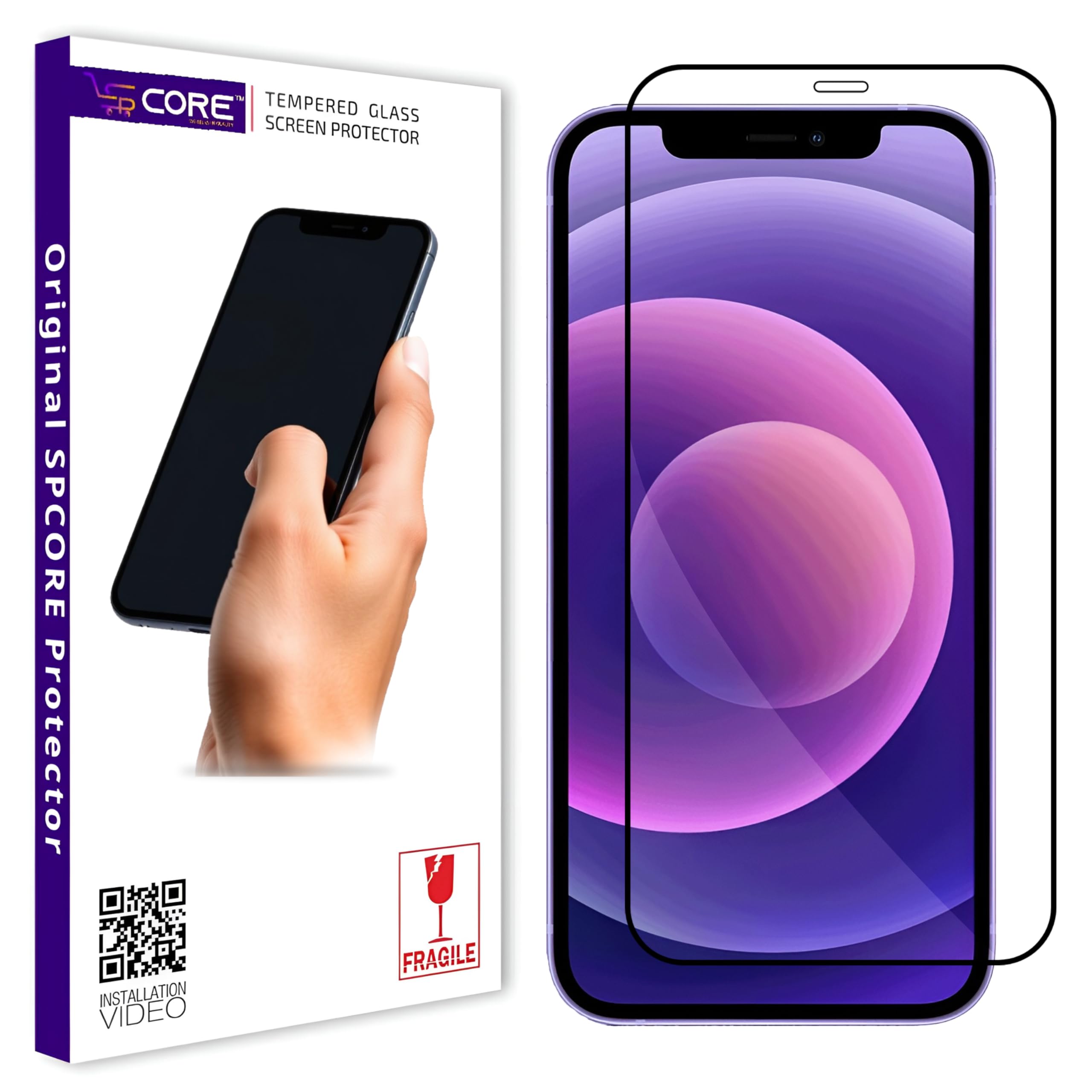 Tempered Glass Screen Protector Compatible For iPhone 12 / iPhone 12 Pro (Black) Edge to Edge Coverage with Easy Installation kit-image-10