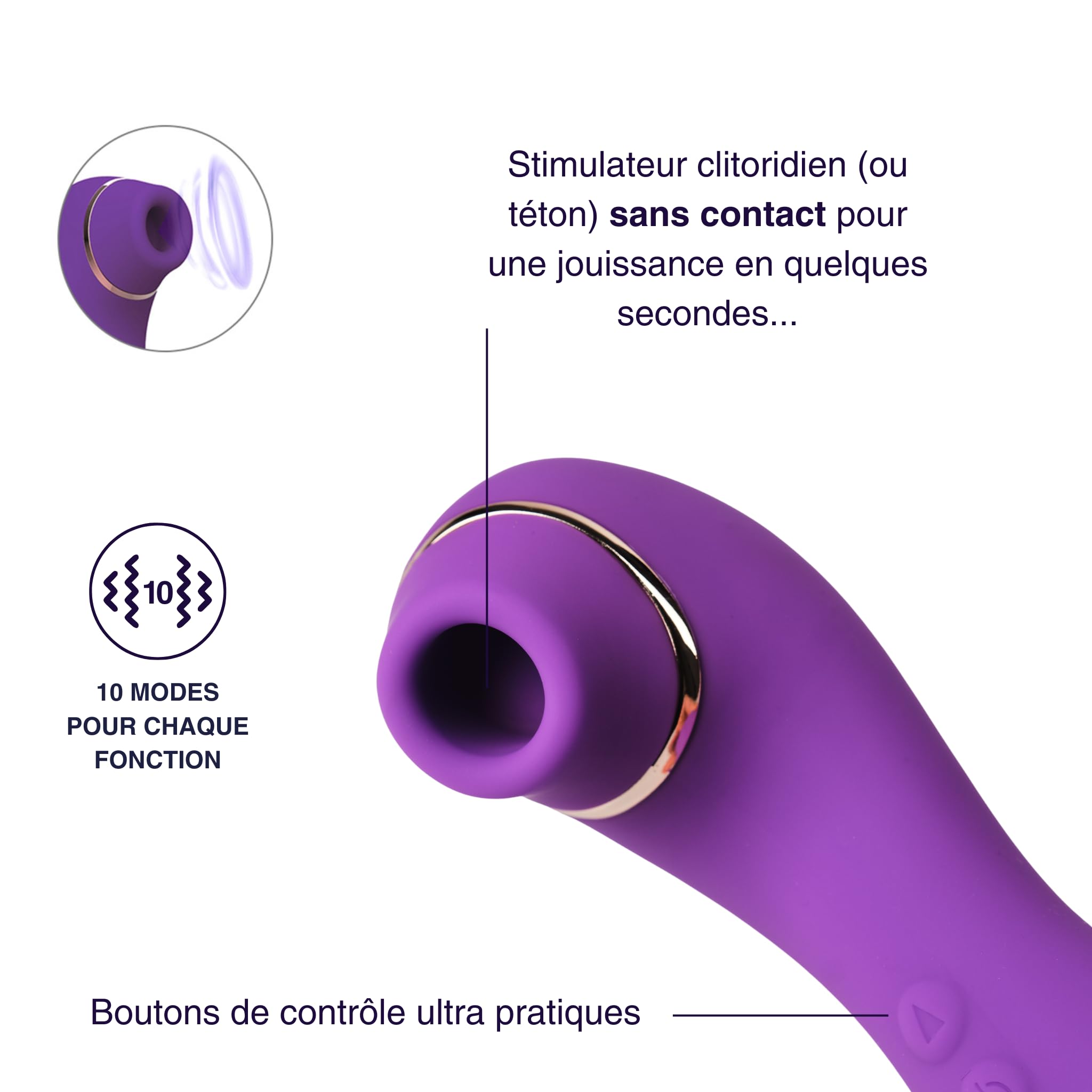 Mon Amour - Stimulateur 2 en 1 Succion et Effet Langue - 10 Modes de Succion et 10 Modes d'Effet Langue - Silicone Hypoallergénique - Étanche IPX6 - Plaisir Intense