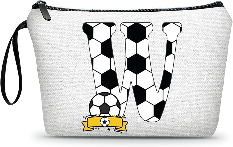 Necessaire de maquiagem ARIOSEY com estampa de futebol, canvas, zíper e alça, 22,86 x 5,08 x 16 cm, 1 unidade