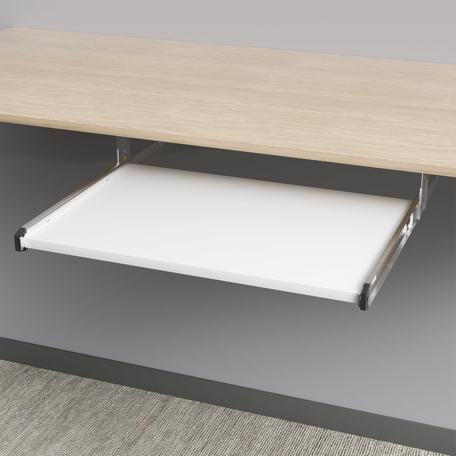 Under Desk Keyboard Tray Pull Out Slide Height Adjustable Slide Out Keyboard Draw Holder Track Full Extension Ball Bearing Under Table Lift Bracket for Mounting Music Keyboard Piano Without Tray