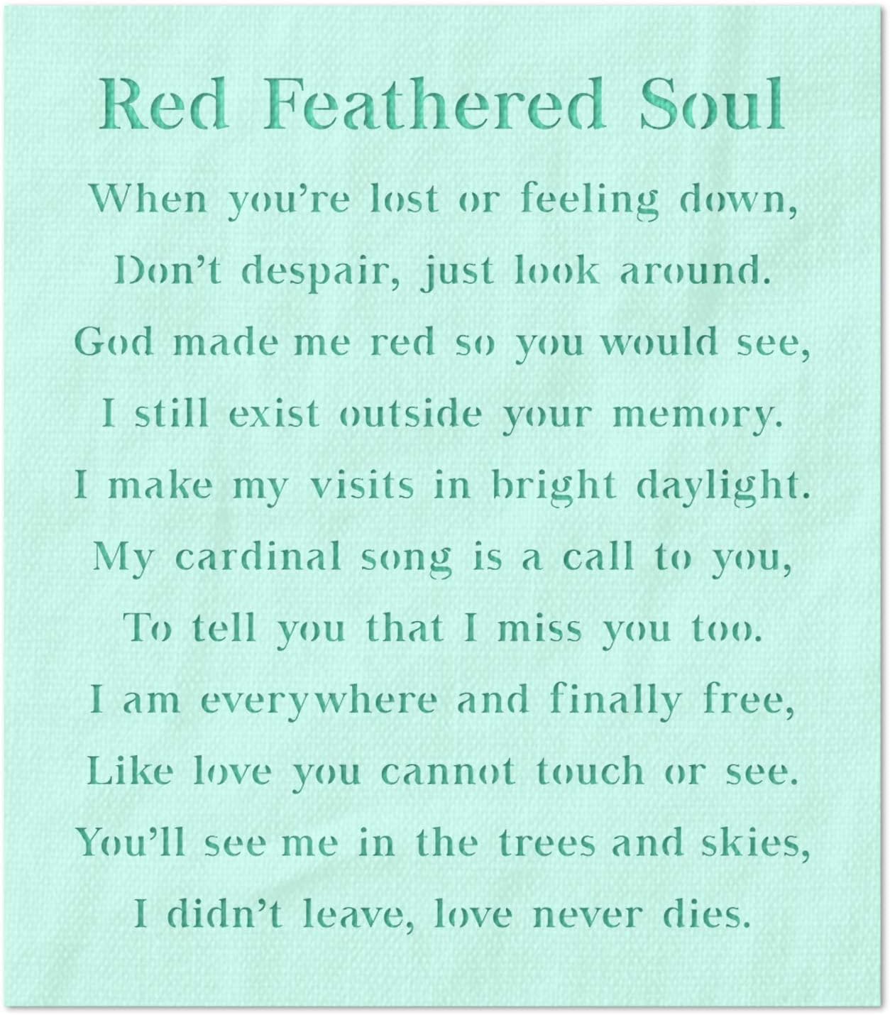 Stencil Stop Red Feathered Soul Quote Stencil - Reusable for DIY Projects, Painting, Drawing, Crafts - 14 Mil Mylar Plastic (15.38 x 18 inches)
