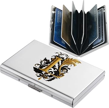 BONSYL Credit Card Holder, Slim RFID Blocking Card Holder Wallet, Fashionable Design and Artistic Patterns Metal Credit Card Holder Wallet, for Men Women.L/6 Slots/Silver