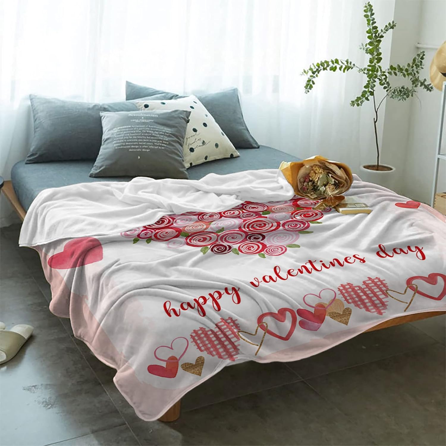 ブランケット 毛布 バレンタインデー 可愛落書き Love 鳥 膝掛け ふわふわ マイクロ プラッシュフリース地 オールシーズン エ