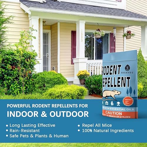 Miniatura 2 de SUAVEC Repelente de roedores, repelente de ratones, aceite de menta para repeler ratones y ratas, repelente de ratas, repelente de ratas para casa,