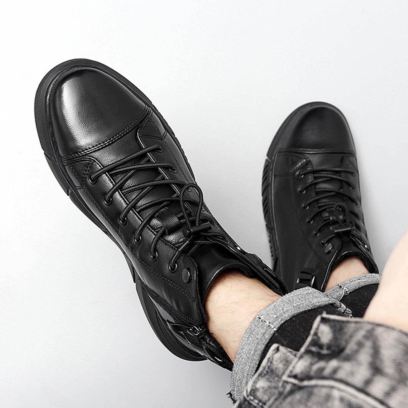 Botas de Cuero Informales cálidas de Felpa de Estilo británico de tamaño para Hombre, Antideslizantes y cómodas para Invierno y Diario Elegante, con Acabados de Calidad