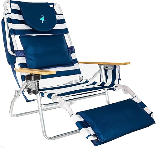 Miniatura 9 de Ostrich Silla deportiva acolchada 3 en 1 portátil de lujo con 5 posiciones y reposapiés y sillón reclinable para acampar al aire libre con 5