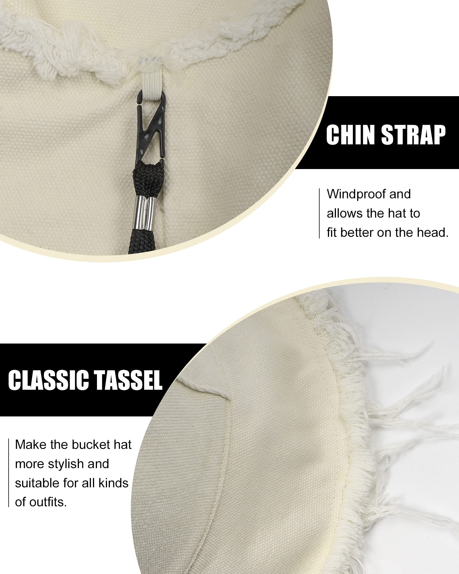 Zylioo Chapeau de soleil bob effiloché de petite taille, chapeau de pêcheur tendance à pompons pour petites têtes, chapeau de voyage d'été
