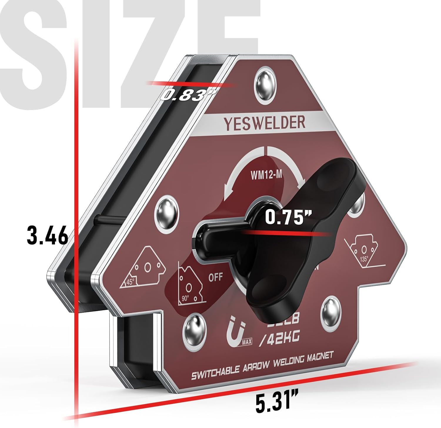 YESWELDER Switchable Welding Magnet 92LB On/Off Switch Arrow Magnetic Welding Holder, Holding Power Welding Accessory