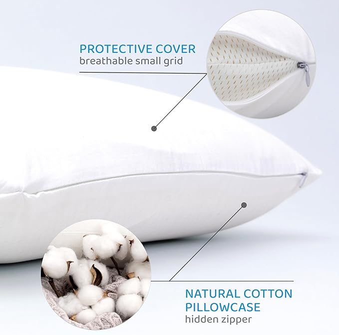 Almohada Látex Natural King Suave con Funda de Algodón miniatura 3