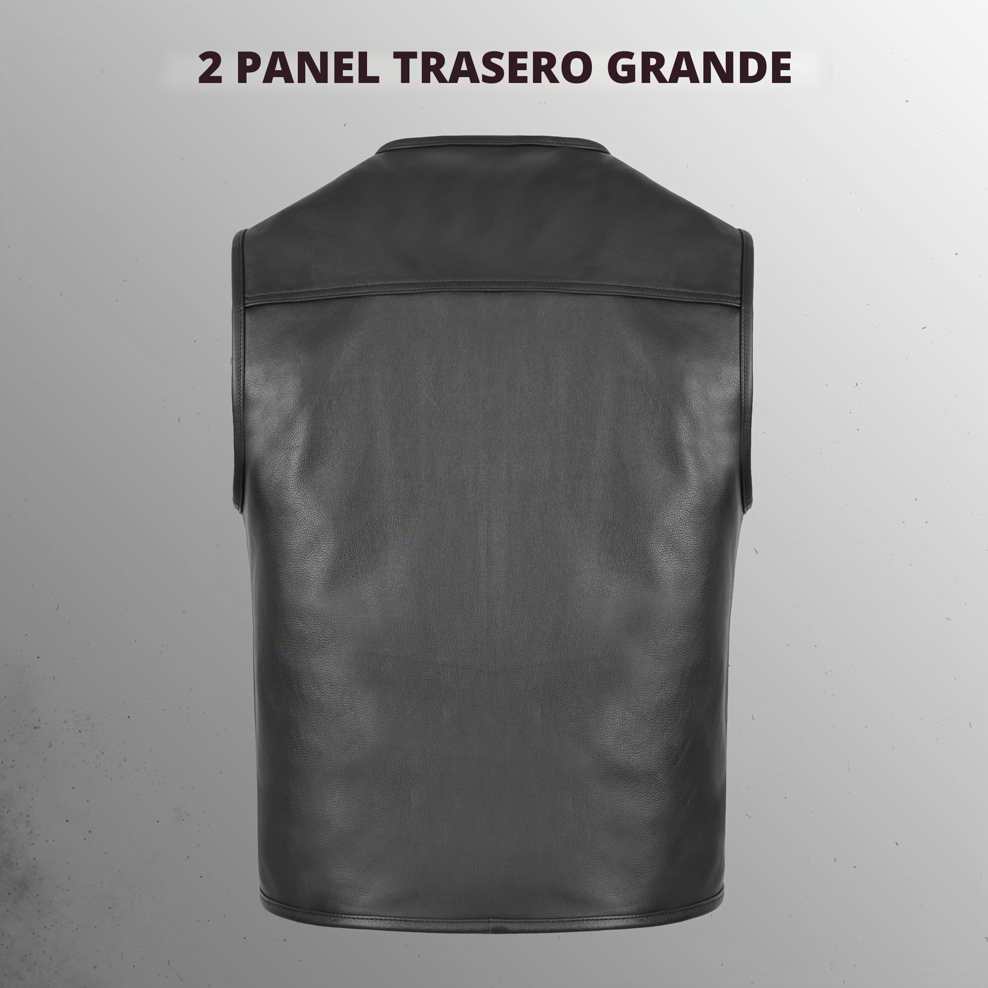 Leatherick Chaleco de motociclista de piel de vaca auténtica para hombre: chaleco clásico con cremallera frontal