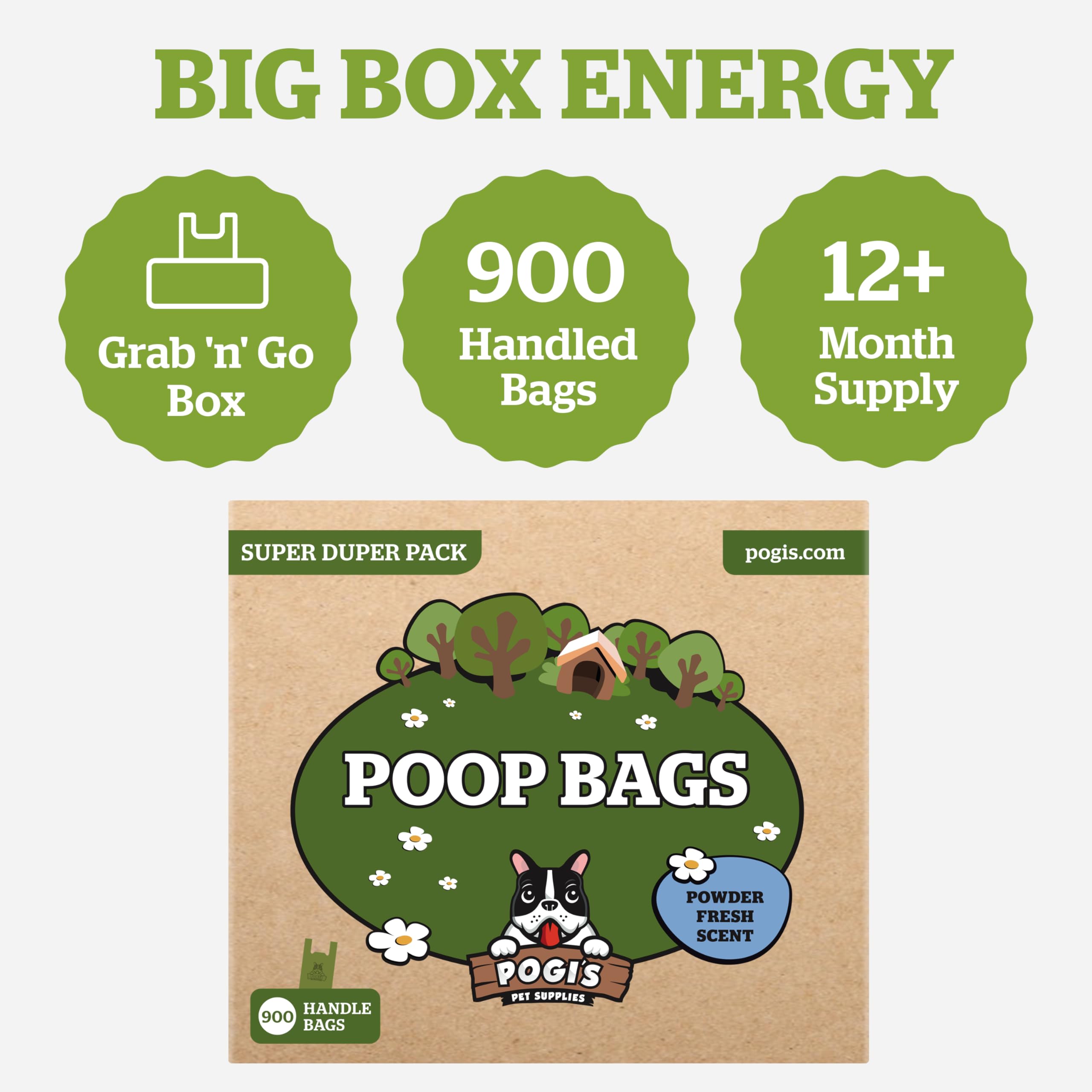Pogi Dog Poop Bags with Handles - Leak-Proof, Large, Fresh Scent - 900 Bags - 5