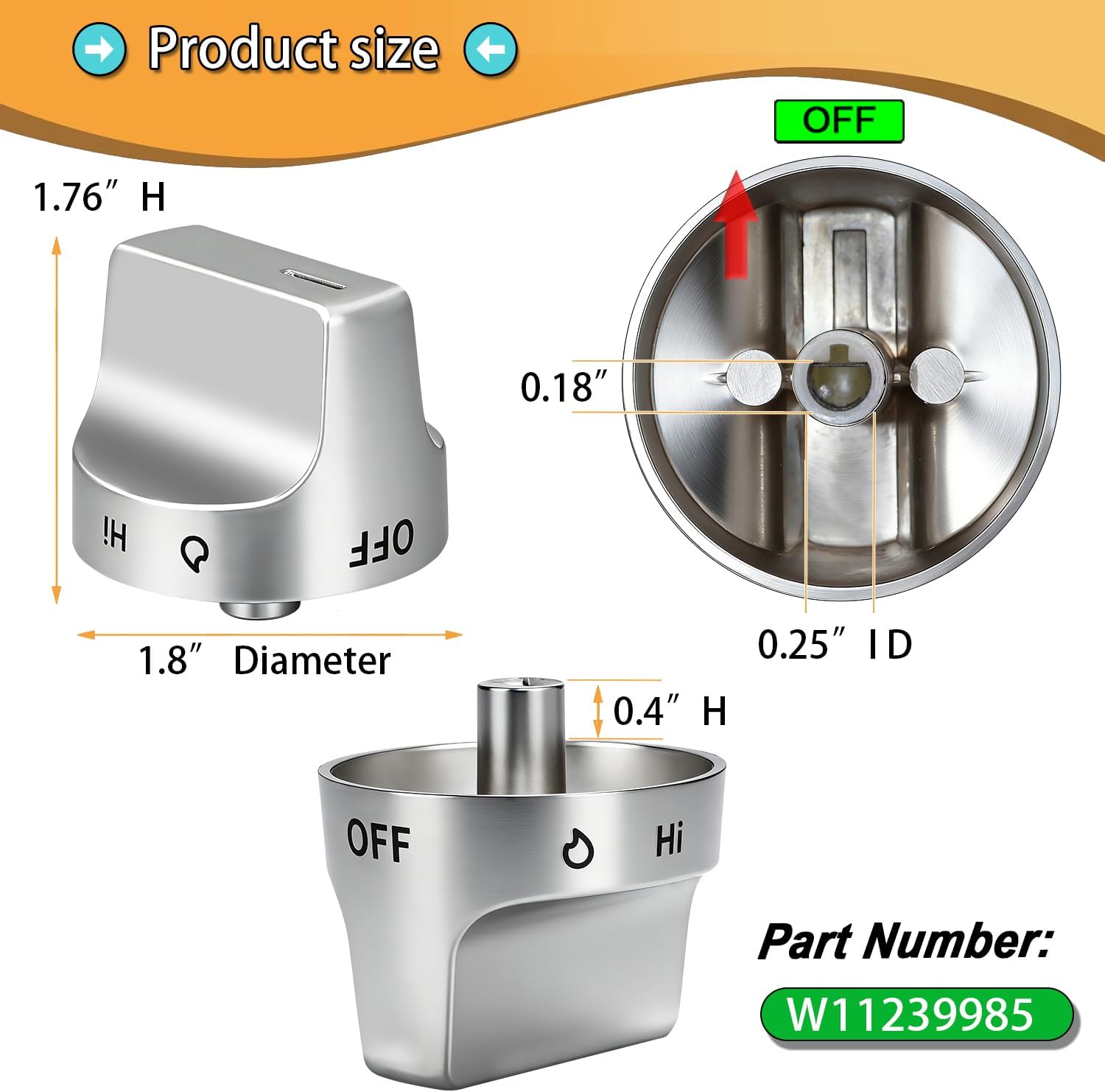 Upgraded Metal W11239985 Knobs,Compatible Whirlpool Stove knobs Replacements Gas Range Burner Control Knobs with Models WFG525S0HD0 WFG535S0JS0 WFG550S0HV0 WFG525S0JS0 WFG535S0LS0