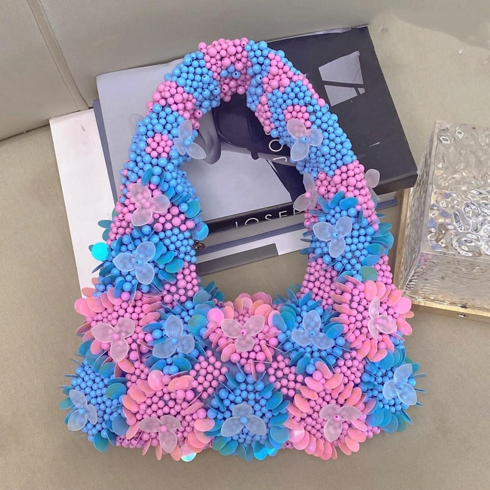 Trendy Pearl Shoulder Purse for Women Small Y2k Tote Bags for Party Rhinestone-Encrusted Designer Handbags - Image 4