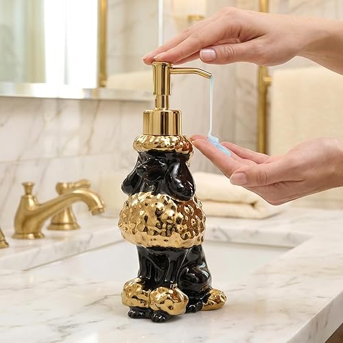 Miniatura 5 de Jabón/loción/desinfectante de manos en forma de caniche, dispensador de bomba de acero inoxidable para amantes de los perros, regalos para mamá