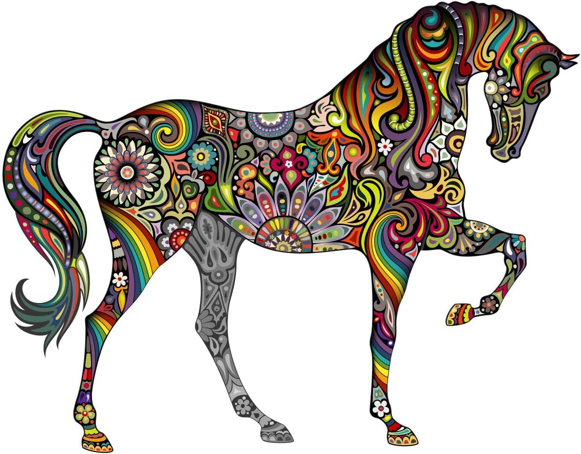 My Wonderful Walls Horse Wall Sticker - Multicolor & Beautiful Horse Decal Wall Mural for Girls Room (Small (20" h X 25" w) & Right-Facing)
