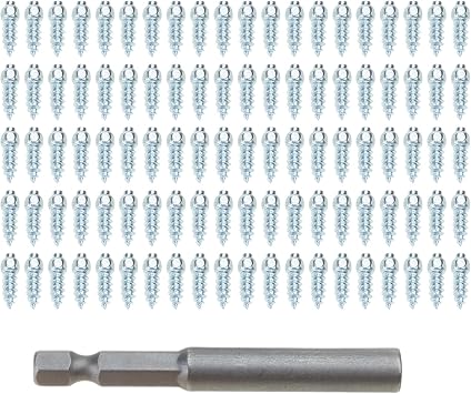 100 PCS Carbide Screw Tire Studs Wheel Tire Snow Spike Trim Screw-in Installation Tool Tire Studs Ice and