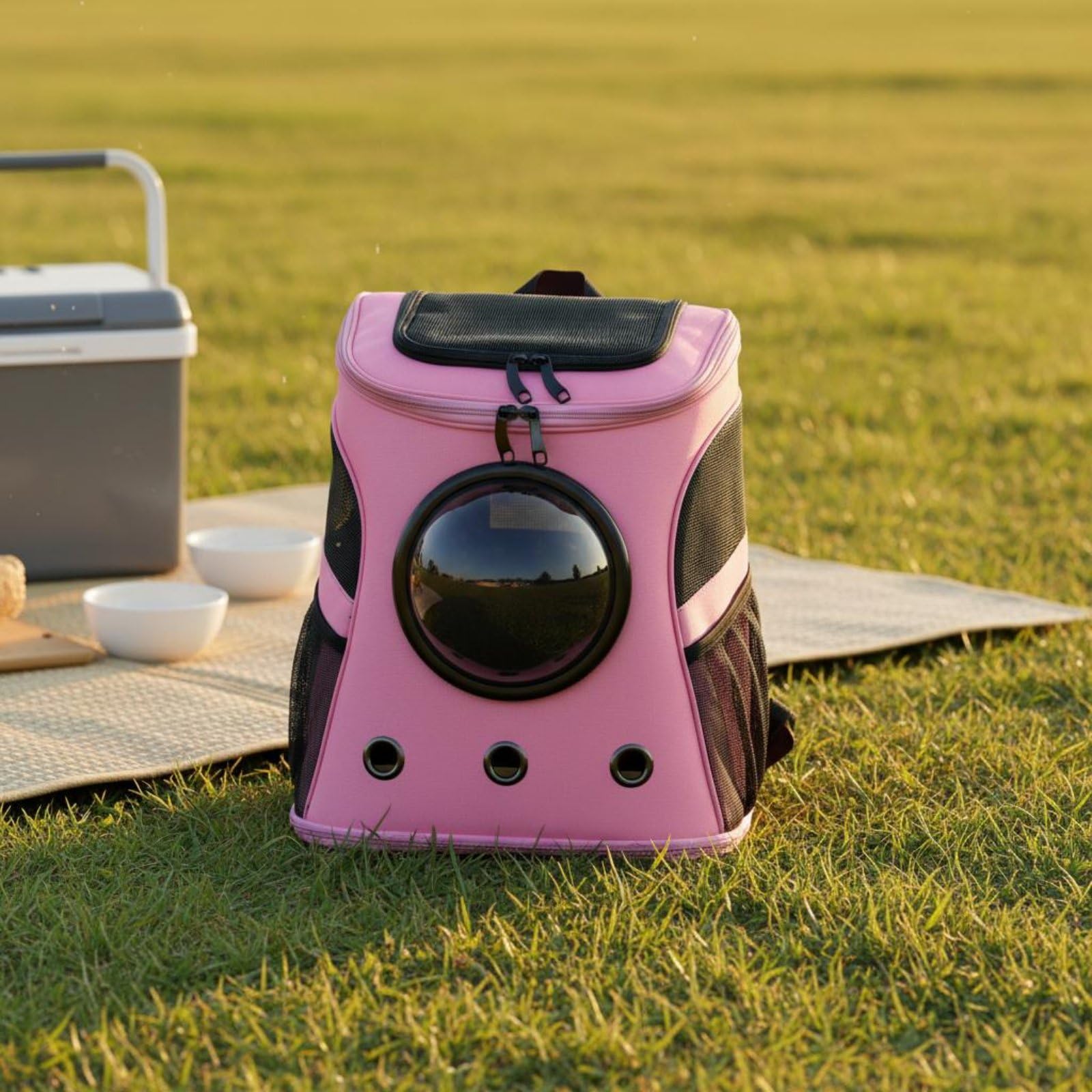 Zaino Trasportino per Gatti Zaino Trasporto Capsule con Rete Traspirante E Trasparente in Oxford E Nylon Portatile Adatto a Passeggiate Visite Veterinarie Viaggi