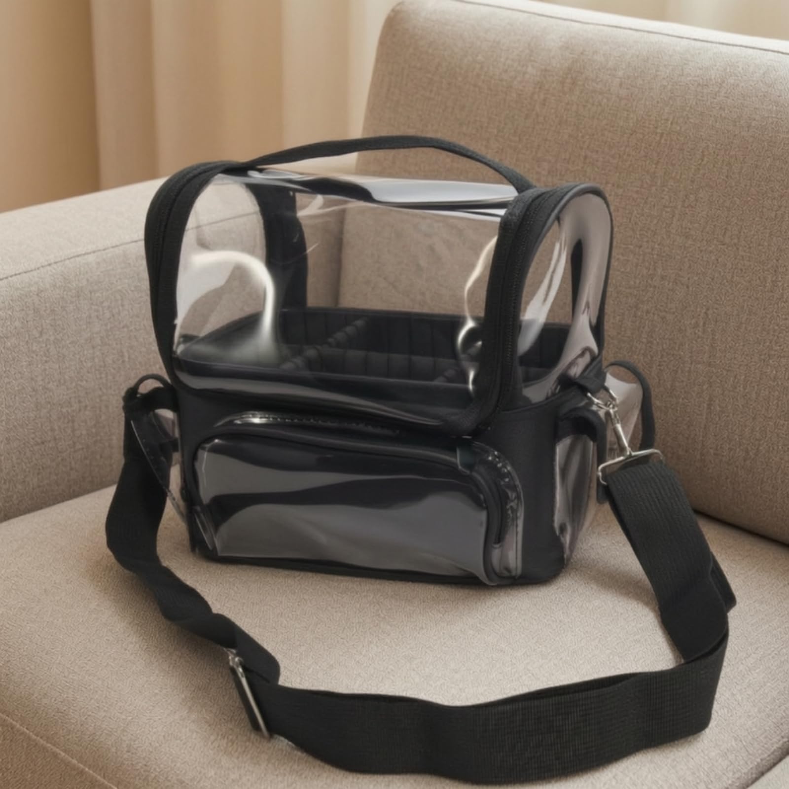 Neceser con Correa Impermeable Bolsa Maquillaje con Divisores Portátil Bolsa Maquillaje para Viajes, Tocador, Gimnasio
