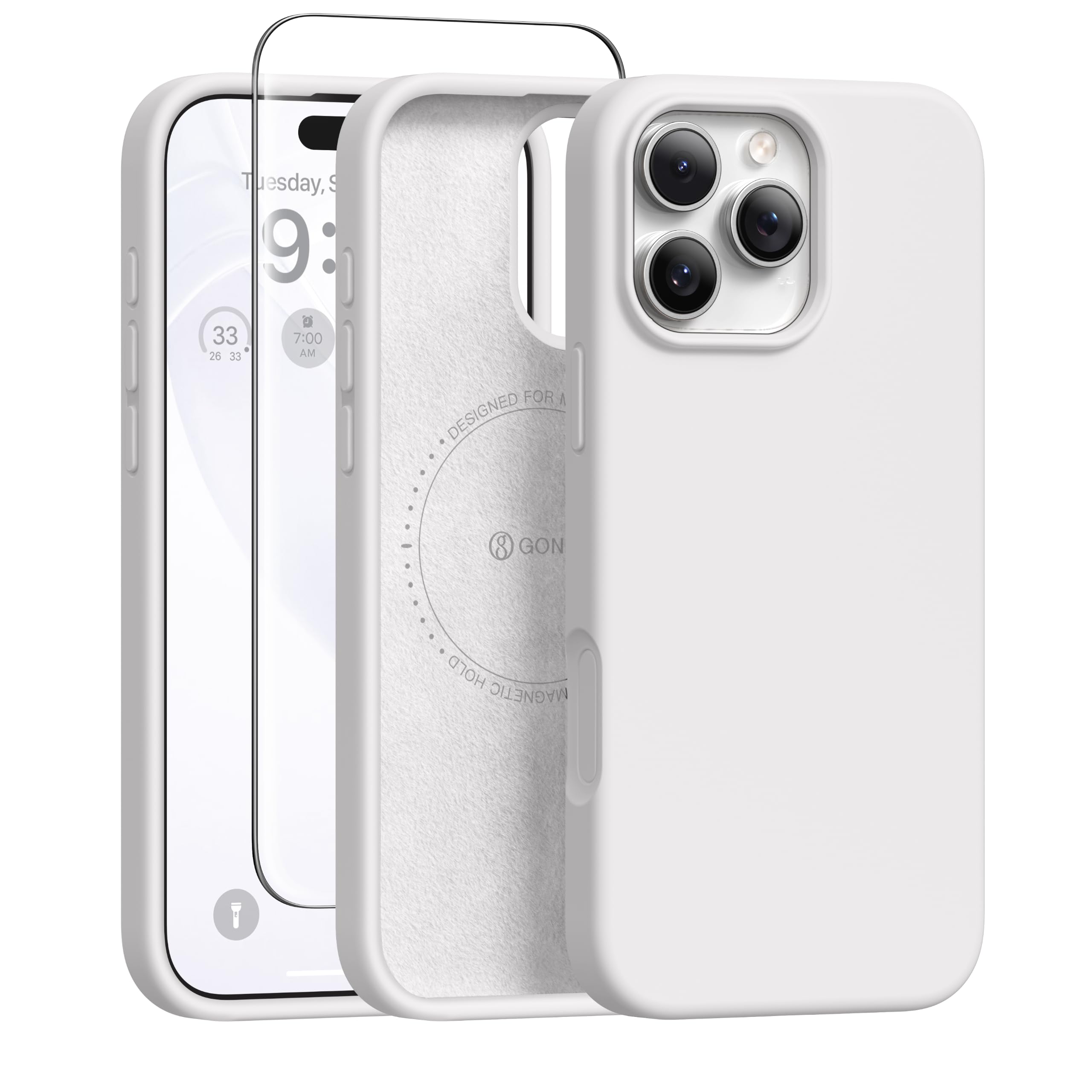 GONEZ Magnetic for iPhone 16 Pro Case, Silicone Cover White