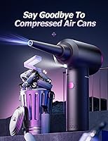 Vista 2 de Evaline Plumero de aire comprimido – 3 engranajes ajustables 100000RPM eléctrico con luz LED, ventilador inalámbrico para teclado de computadora