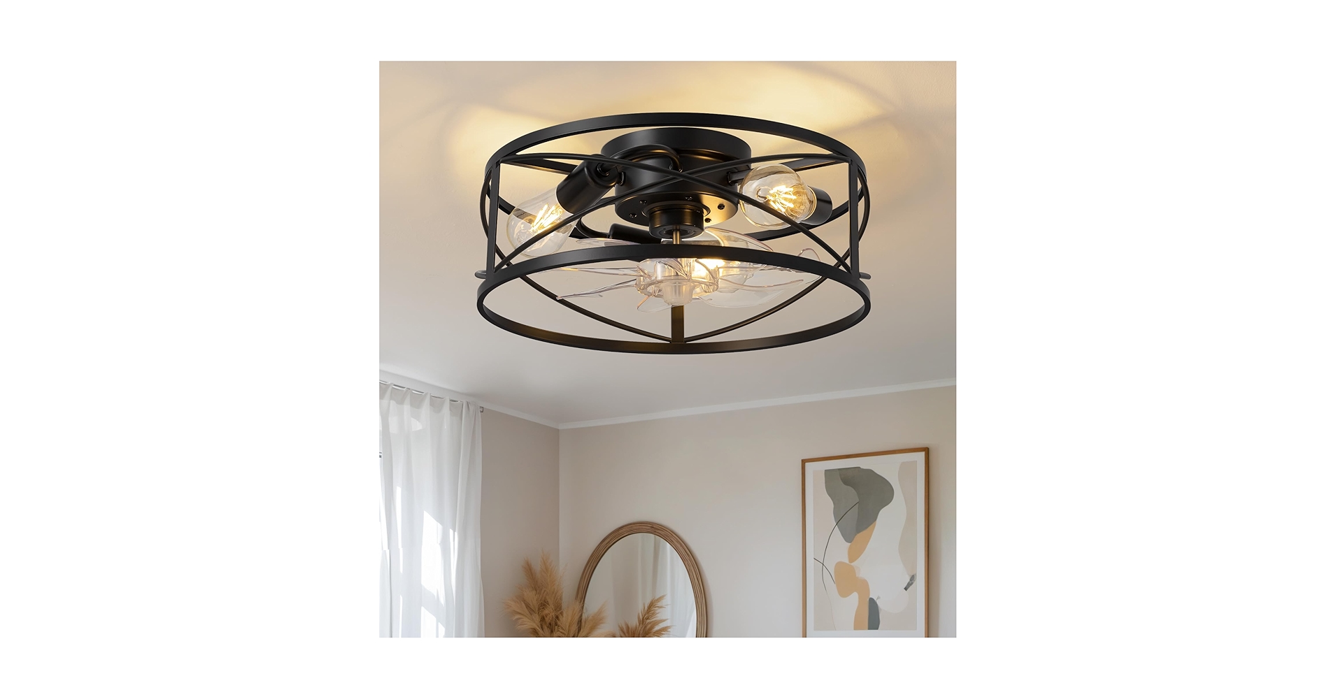 【REGAL】02DRCD ダークブラウン 25cm KDG 15.8″ Retro Low Profile LED Ceiling Fans with Light