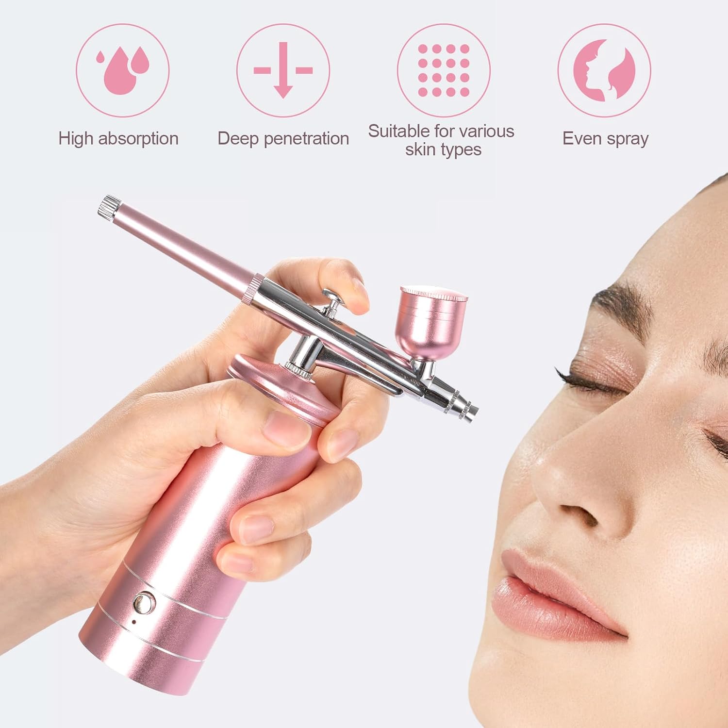 Airbrush Kit with Compressor 48PSI Rechargeable High Pressure Non-Clogging Air Brush Set with 0.3mm Nozzle, Cordless Airbrush Kit for Painting, Modeling, Cake Decor, Pastry, Makeup, Nail Art (Pink)