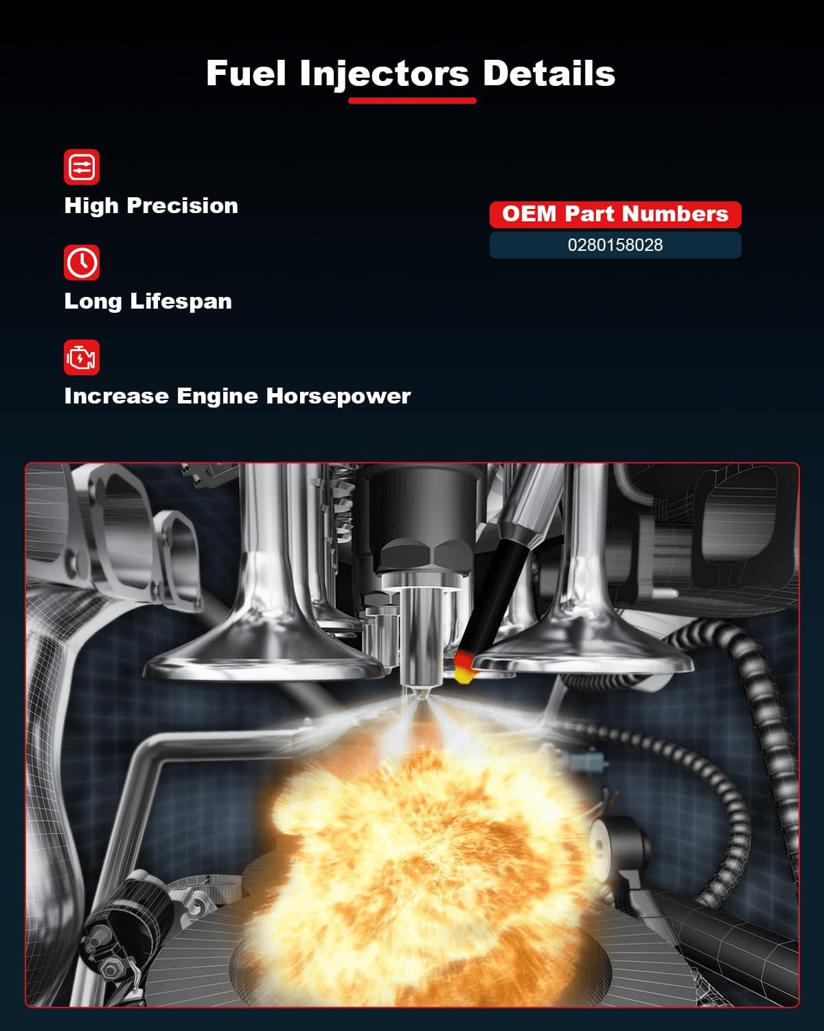 6Pcs 280158028 Fuel Injectors Compatible for 2005-2010 for 300 4door Sedan 2.7L 2004-2006 2008-2010 for Sebring 2door Convertible 2.7L