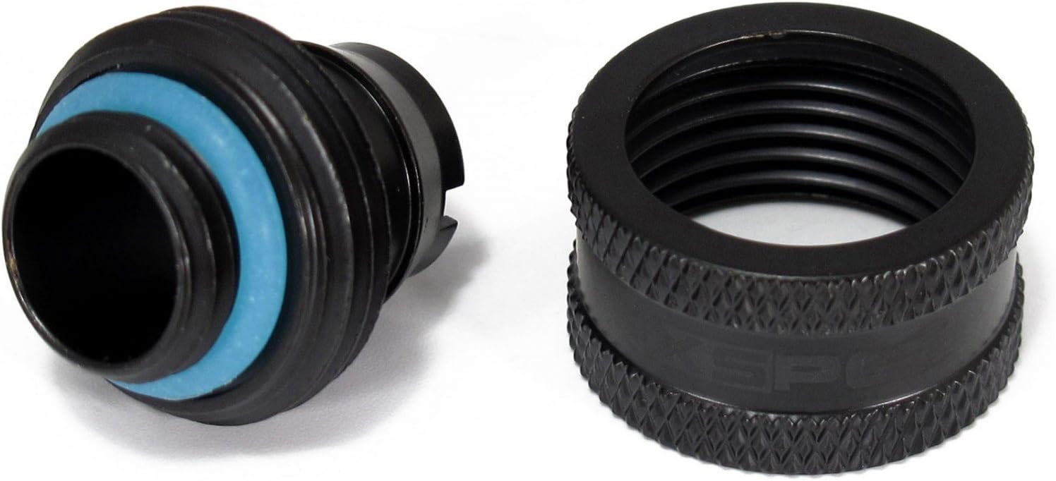 XSPC G1/4" to 7/16" ID, 5/8" OD Compression Fitting V2 for Soft Tubing, Matte Black, 6-Pack