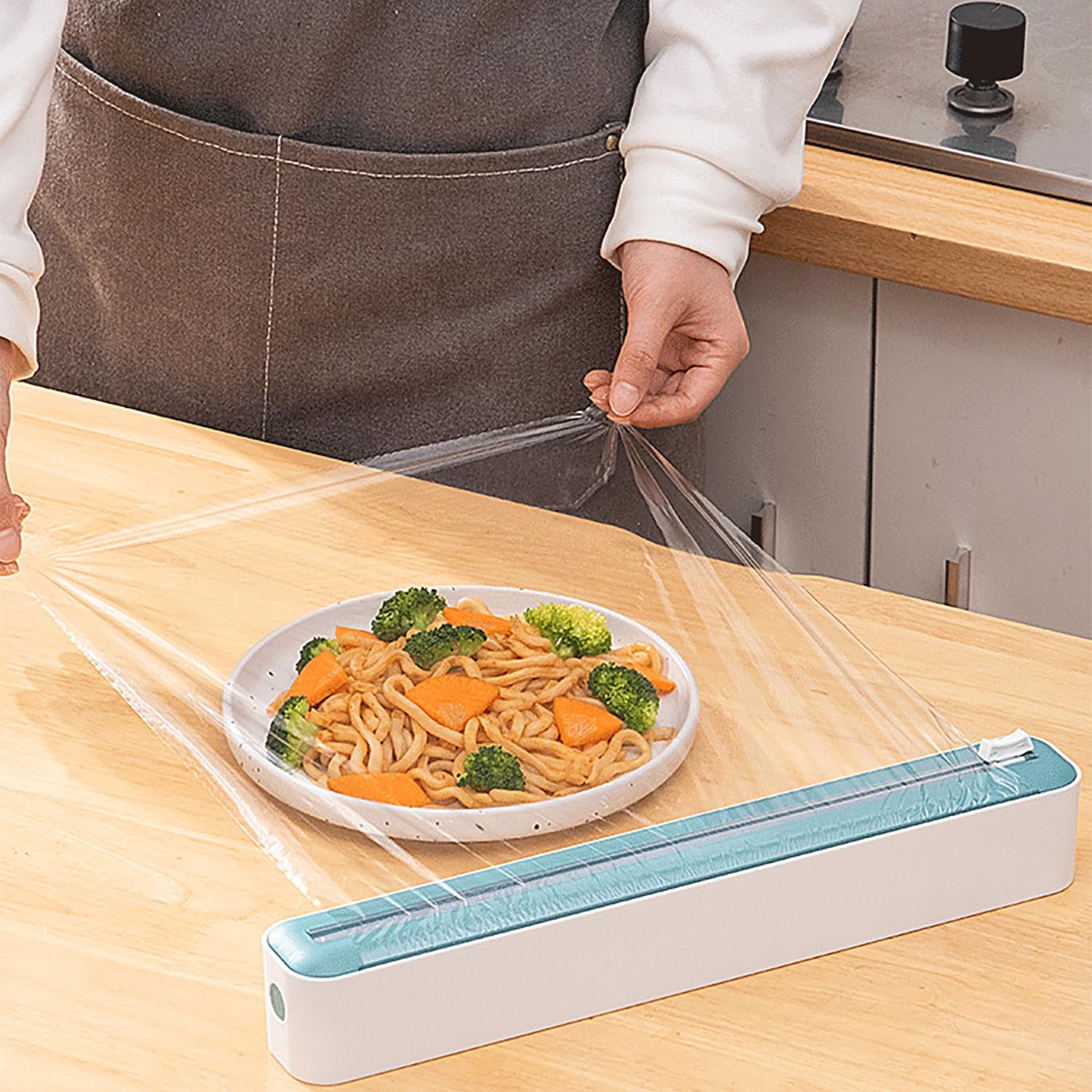 Cucina Taglierina Distributore Di Pellicole - 1 Pezzo, Verde Chiaro, Tagli Netti, Senza Bisogno di Strappare a Mano, un Passo più Veloce Conservazione Della Freschezza Degli Ingredienti
