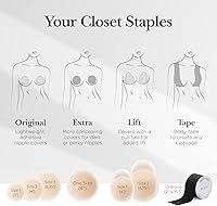Vista 7 de Nippies Cubiertas para pezones para mujeres - Pastillas de silicona adhesivas reutilizables con estuche de viaje - Estilo original circular