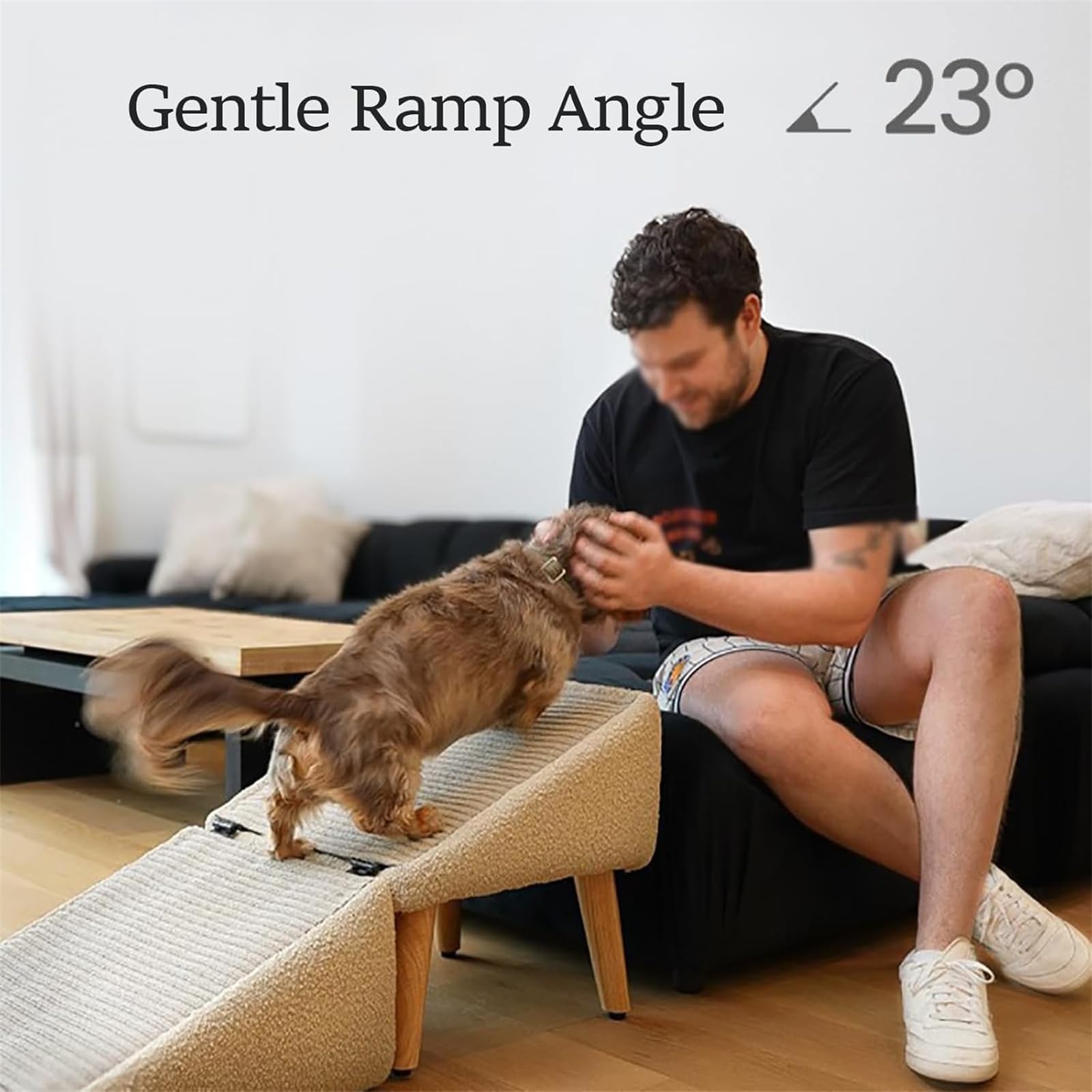 clhjinruoliu Split Ottoman Dog Ramp for Couch, Lightweight Folding Pet Ramps Stairs, Dog Chair for Bed, Couch, Outdoor Dogs Ramp Porch Steps,Khaki