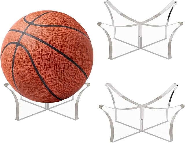 ANMOO Football Stand, 3PCS Acrylic Baketball Football Display Stand Balls Holder for Bowling Ball, Rugby Volleyball