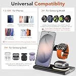 3 in 1 Wireless Charging Station for Samsung, 15W Wireless Charging Stand for Galaxy S26 Ultra/S25/S24/S23/S22/Note20 Z Fold Flip7 Galaxy Watch 8/7/6/5/4/3 Active 2/1, Galaxy Buds 2/Pro/Live