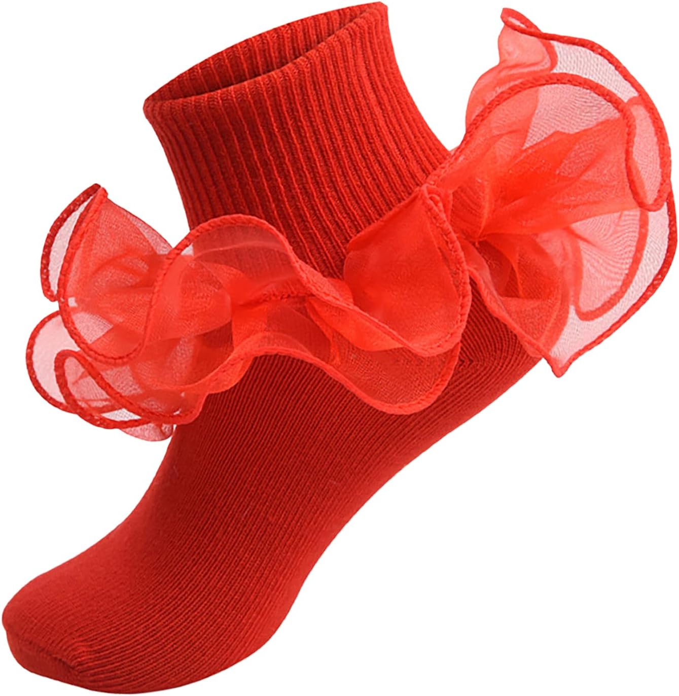 Girls Ruffle Socks Toddler Girl Frilly Dress Socks Double Lace Big Ruffles Fold Over Church Fancy Sock for Baby Kids