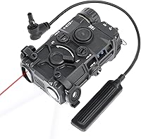 Vista 1 de Caja de plástico de nylon Airsoft táctico apuntando vista láser, 7 modos con láser rojo+luz blanca+láser IR, para AEG GBB CQB Picatinny Rail