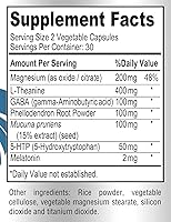 Vista 6 de Ayuda natural para dormir con magnesio, L-teanina, melatonina, GABA, 5-Htp Ayuda para dormir Sin OMG - 60 cápsulas